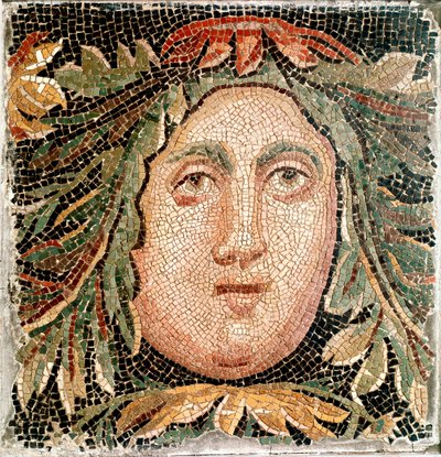 Romersk kunst: mosaikk som representerer hodet til en marin guddom. 3. århundre e.Kr. Roma, Museo Nazionale Romano - romersk kunst. Sea Divinity. Mosaikk, 3. århundre e.Kr. Museo Nazionale Romano, Roma, Italia – romersk kunst. Sea Divinity. Mosaikk, 3. årh av Roman