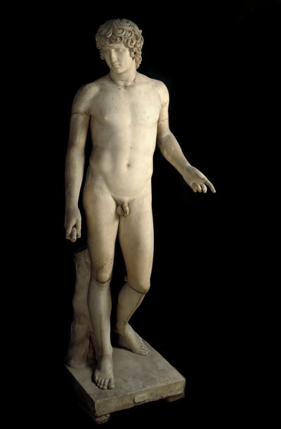 Romersk kunst: representasjon av Antinous (Antinoos eller Antinoo) (ca. 110-130 ap. JC) Farnese, ung mann elsker av den romerske keiseren Hadrian. Marmor skulptur. 130-138 e.Kr. Dim. 203 cm arkeologisk museum i Napoli. av Roman