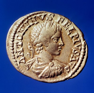 Romersk kunst: sølvfornekter med et bilde av den romerske keiseren Elagabal (Heliogabale eller Marcus Aurelius Antoninus) (204-222 e.Kr.) Paris, B.N. av Roman