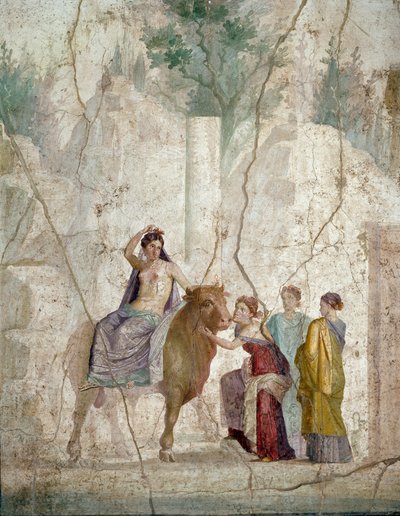 Romersk kunst: kidnappingen av Europa. Freske fra Pompeii. Begynnelsen av det 1. århundre e.Kr. (fresco) av Roman