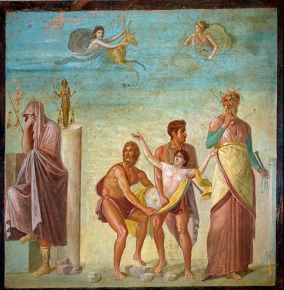Romersk kunst: "" offeret til Iphigenie""" Fresco fra Pompei, hjemmet til den tragiske poeten. 1. århundre e.Kr. Napoli Museo Archeologico Nazionale - Romersk kunst: offeret til Iphigenia. Freske fra huset til den tragiske poeten, Pompeii. 1. århundre e.Kr av Roman