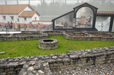 Romersk kunst: utsikt over det arkeologiske stedet Augusta Raurica 15-10 f.Kr., Sveits. av Roman