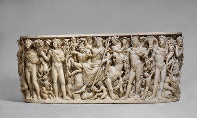 Sarcophagus with the Triumph of Dionysus and the Seasons, c. 260-20 A.D. (marble) av Roman