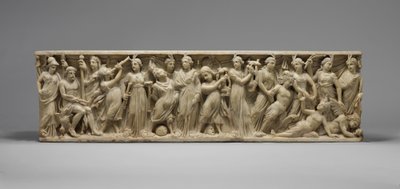 Sarkofag med konkurransen mellom musene og sirenene, sent på 3. århundre (marmor) av Roman