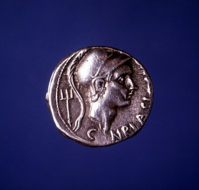 Sølvmynt med bildet av Scipio den afrikanske (235 f.Kr. - 183 f.Kr.). av Roman