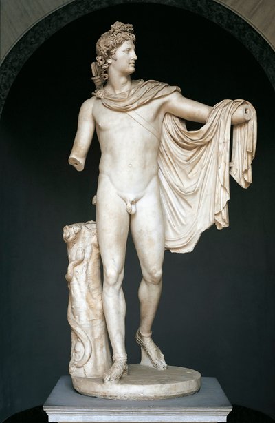 Statue kjent som Apollo Belvedere, kopi etter gresk bronseoriginal fra 400-tallet f.Kr. (marmor) av Roman