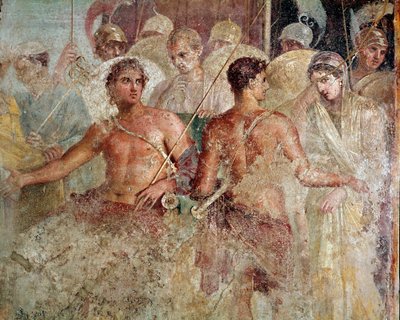 Akilles og Briseis farvel (fresco av Roman
