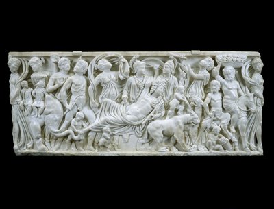 Den indiske triumfen av Dionysos, 180-195 e.Kr. (hvit marmor) av Roman