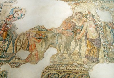 The Triumphant Procession of Dionysos, House of Aion, Pafos, Kypros (mosaikk) av Roman