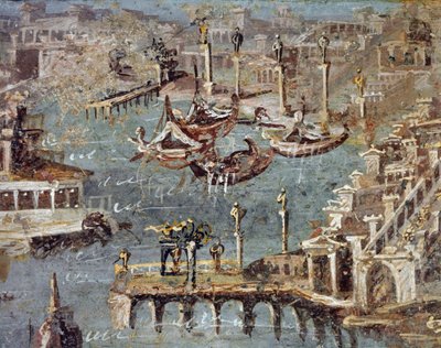 Byen og havnen i Pozzuoli (fresco av Roman