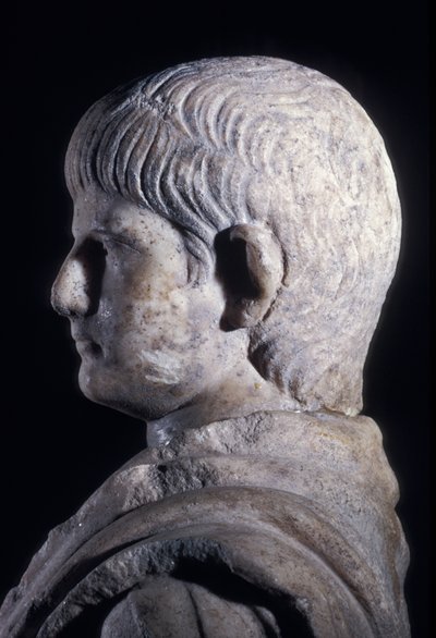 Togate-statue av den unge Nero, sett fra siden av hodet, ca. 50 e.Kr. (marmor) (detalj av 140378) av Roman