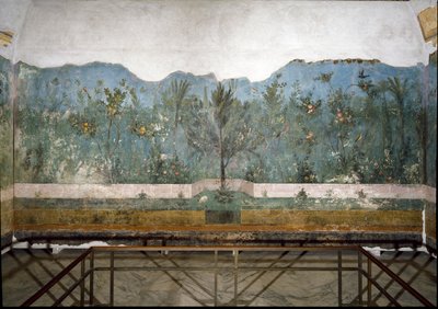 Trompe loeil hage fra Villa of Livia, 40-20 f.Kr av Roman