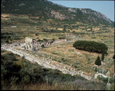 Utsikt over gaten Curetes mot biblioteket i Celsus. av Roman