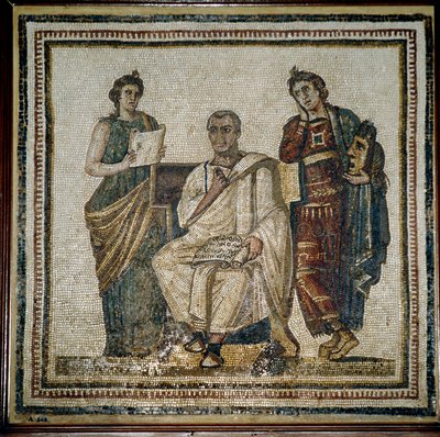 Virgil (Virgilio) og to muser (Clio og Melpomene) - begynnelsen av 3. århundre av Roman