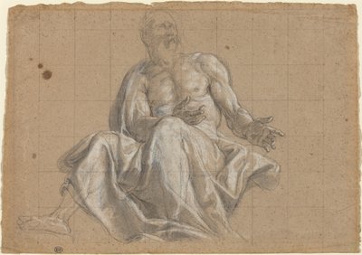 En eldre mann i klassisk draperi av Roman 18th Century