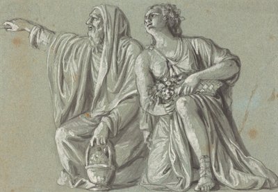 To knelende figurer med tilbud av Roman 18th Century