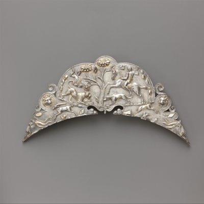 Sølvhåndtak på et stort fat, 2.–tidlig 3. århundre e.Kr. (sølv og gull) av Roman Imperial Period