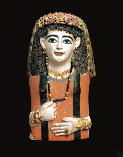 Mummy Mask, 60–70 e.Kr. (malt kartong, gips og plantefibre) av Roman Period Egyptian