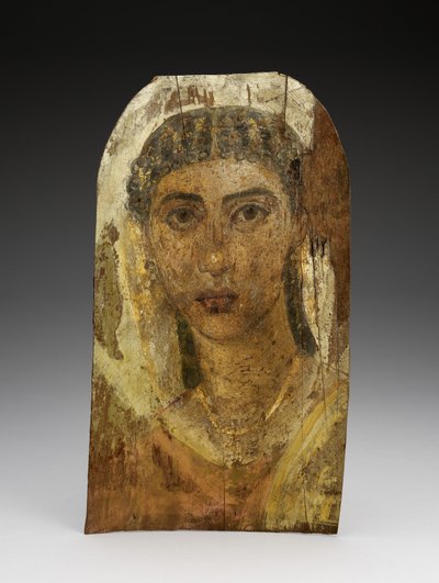 Mummy Portrait of a Young Woman, AD 1-100 (malt tre, voks og tekstil) av Roman Period Egyptian