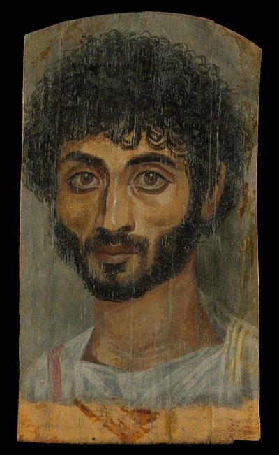 Portrett av en skjeggete mann med tynn ansikt, 160-180 e.Kr. (enkaustisk, limewood) av Roman Period Egyptian