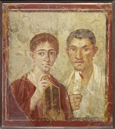 Portrett av bakeren Terentius Neo og hans kone av Roman Pompeian wall painting
