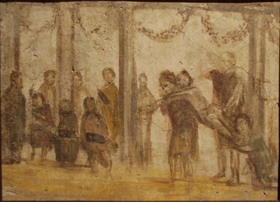 En elevs straff. Freske fra huset til Julia Felix, 1. århundre. av Roman Pompeian wall painting.