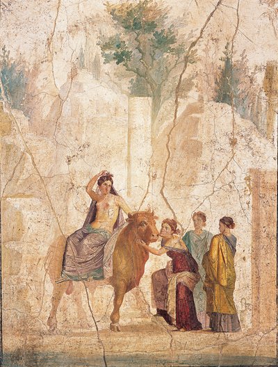 The Rape of Europa, 1. H. 1. århundre. AD. av Roman Pompeian wall painting.