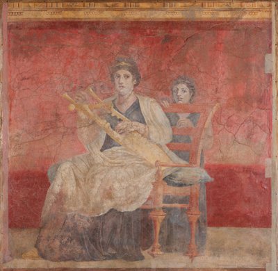 Sittende kvinne som spiller en kithara, ca. 50–40 f.Kr. av Roman Republican Period