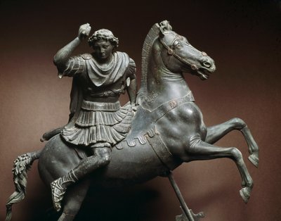 Alexander den store (356-323 f.Kr.) på hest. Hesten skulle være Bucephale. Bronseskulptur etter en original av Lysippe av Sicyone (395-305 f.Kr.) Napoli, Museo Archeologico Nazionale av Roman Roman