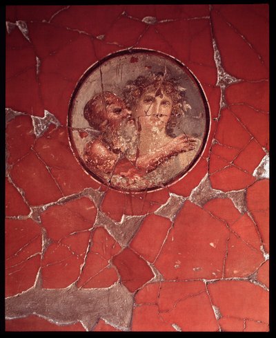 Bacchus med en satyr. Veggmosaikk fra Bicentennial House, 5. århundre f.Kr.-1. århundre e.Kr av Roman Roman