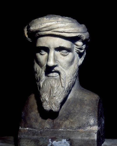 Byste av Pythagoras (6. f.Kr.), Capitolini-museet, Roma. av Roman Roman
