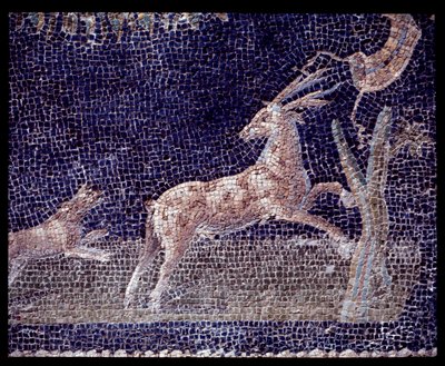 Detalj av veggmosaikker av nymfeumet til Casa di Nettuno e Amphitrite, 5. århundre f.Kr.-1. århundre e.Kr. av Roman Roman