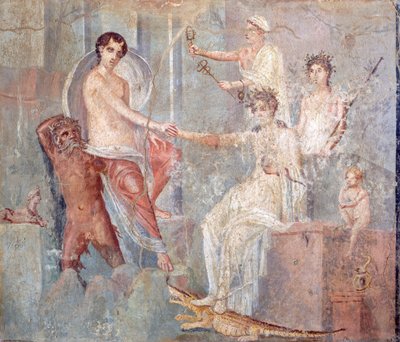 Freske som viser Ios ankomst til Egypt, Pompeii, Campania, den romerske sivilisasjonen av Roman Roman