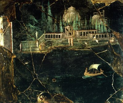 Freske som viser et landskap, fra Pompeii (UNESCOs verdensarvliste av Roman Roman