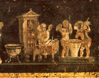 Freske fra House of Vetti, Pompeii, Campania, romersk sivilisasjon av Roman Roman