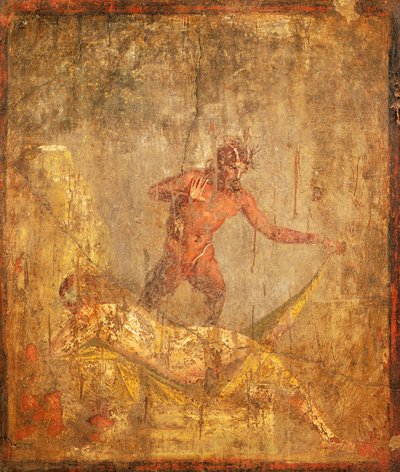 Freske med et erotisk motiv som viser nymfe og pan fra Pompeii (UNESCOs verdensarvliste av Roman Roman