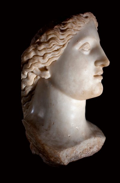 Overhode for gudinnen Junon - Hvit marmorskulptur, romertid, Banasa (Marokko) - Musee d