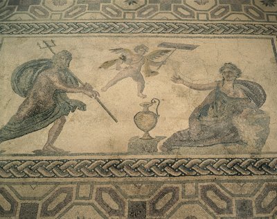 Høyvinkelvisning av et veggmaleri på gulvet, Pafos, Kypros (bilde) av Roman Roman