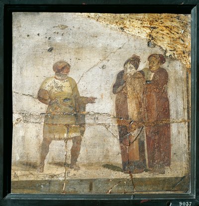 Italia, Campania, Pompeii, Teaterscene, freskomaleri av Roman Roman