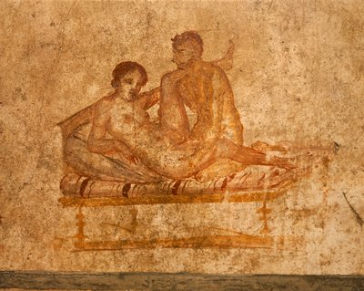 Italia, Campania-regionen, Napoli-provinsen, Pompei, House of Vettii, erotisk freskomaleri av Roman Roman