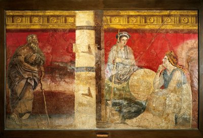Macedoines kongefamilie og en filosof. Fresco 325x199cm. Fra Boscoreale, nær Napoli. Museo nazionale archeologico, Napoli (Arkeologisk museum i Napoli) av Roman Roman