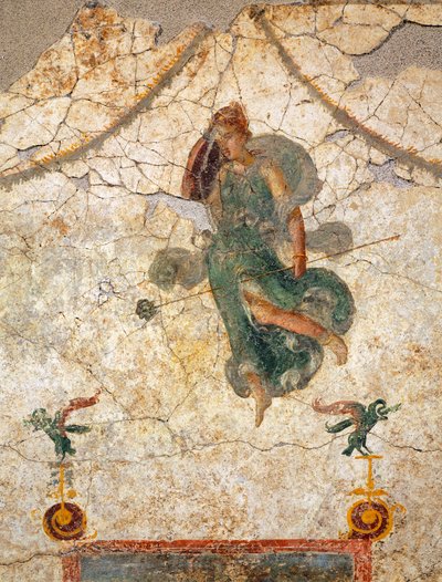 Maleri i den fjerde pompeianske stilen som viser en Maenad som holder en thyrsus av Roman Roman