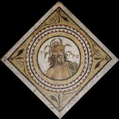 Personifisering av elven Tigris, sent 2./3. århundre e.Kr. (mosaikk) av Roman Roman