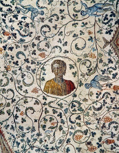 Portrett av Constanza, datter av keiser Konstantin den store, inkludert druehøstputti (mosaikk) av Roman Roman