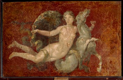 Romersk kunst: en kvinne som rir på en sjøhest. Fresco fra Stabia. Napoli, Museo Archeologico Nazionale - Romersk kunst: en kvinne som rir på en sjøhest. Fresco fra Stabia. Nasjonalt arkeologisk museum, Napoli, Italia av Roman Roman