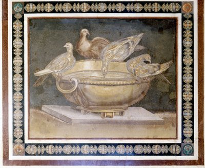 Romersk mosaikk som representerer 4 duer. av Roman Roman