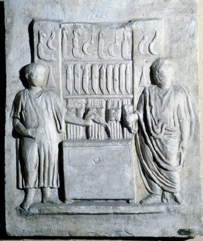 Tegn på knivbutikken i romertiden. Museo di Ostia (Ostia) av Roman Roman