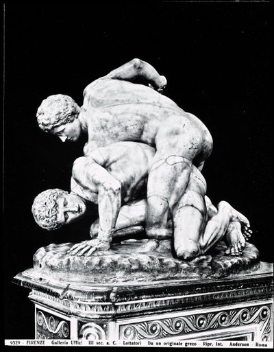 The Wrestlers, etter en gresk original fra det 3. århundre f.Kr. (marmor) (s/hv-foto) (se også 31428 av Roman Roman