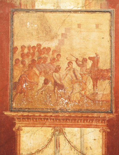 Trojansk hest, freskomaleri fra House of Menander, Pompeii, Campania, romersk sivilisasjon av Roman Roman