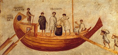Loser korn fra skipet, Isis Giminiana, fra Ostia, 2.-3. århundre (fresco) av Roman Roman